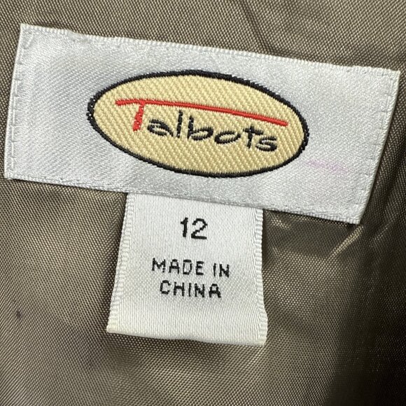 Talbots Womens Blazer Jacket Size 12 Safari Button Pockets Linen Blend Safari - Picture 4 of 14